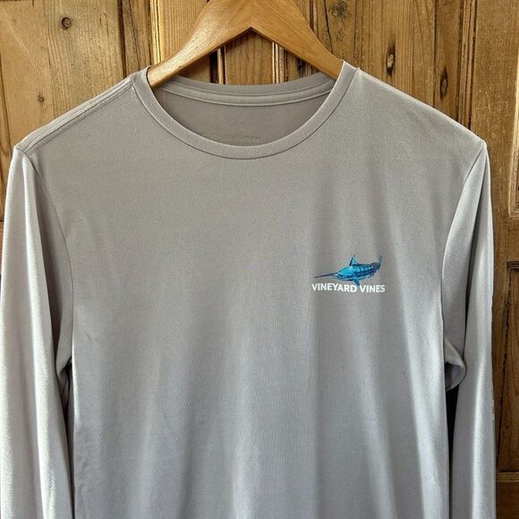 Vineyard Vines X-Small Shirt‎ Gray Blue Sword Fish Desgin Long Sleeve Crewneck - Picture 3 of 8